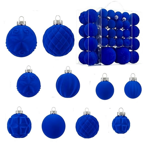 YIKA 46-Piece Christmas Balls Christmas Tree Ornaments - Velvet Flocked Foam Balls with Hanging Rope for Xmas Decorations, Fireplace & Porch, Easy Hang Design, Xmas Indoor&Outdoor Decor