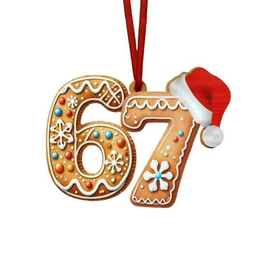 YIKA 67 Funny Christmas Acrylic Ornament - "Six Seven" Trend 2025 Humor Gift for Teens & Friends, Hanging Tree Decor, Flat Digital 2D Acrylic Holiday Decoration, Festive Party Favors