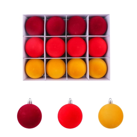 YIKA 6cm/12pc Color Flocking Christmas Decoration DIY Boxed Christmas Tree Decoration Pendant Accessories