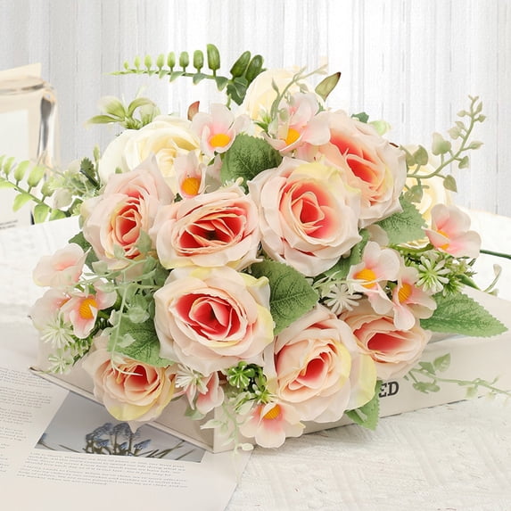 YIKA 7 Pcs Artificial Flowers Fake Roses, Colorful Roses for Spring Summer Indoor Table Wedding Decorations Mother's Day Easter Gifts Flowers