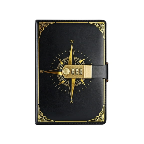 YIKA A5 Classic Password Diary Personalized Lockable Password Notebook Compasses Pattern Password Notebook Student Stationery Notebook