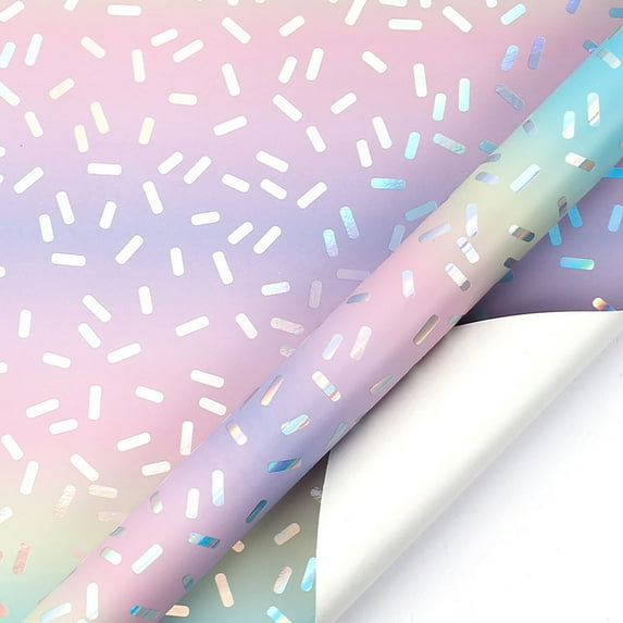 YIKA Birthday Party Gift Wrapping Paper Gradient Glossy Aluminum-coated Paper Rolls Large Size 118IN Roll 80 Gsm Thick Gift