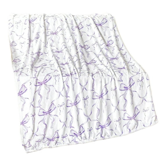 YIKA Christmas Blanket Bow Throws Sofa Breathable Fuzzy Blanket Machines Washable Holiday Blankets Bow Warm Throw Blankets Winter Blankets Purple