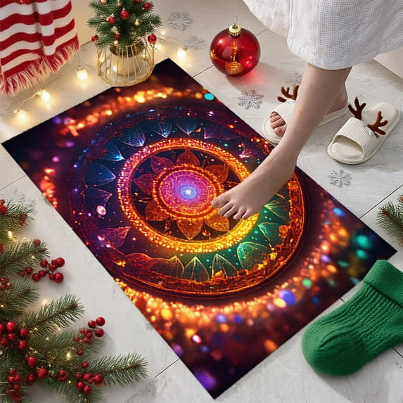YIKA Christmas Carpet Entrance Door Mat Household Absorbent Nonslip Foot Mat Dirt Proof Mat Bathroom Nonslip Mat Size 15.7x23.6 Inch Christmas Decorations D