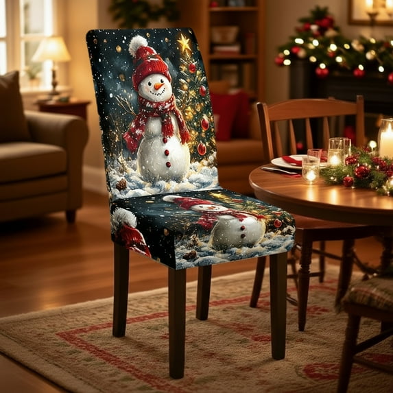 YIKA Christmas Chair Cover 1 Piece Christmas Dining Table Chair Protector Elastic Chair Cover Washable Suitable For Restaurant Hotel Party Wedding Christmas Decoration B