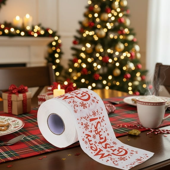 YIKA Christmas Chimney Paper Roll Two-layer Toilet Paper Roll Colorful Personalized Paper Towel Christmas Decoration B