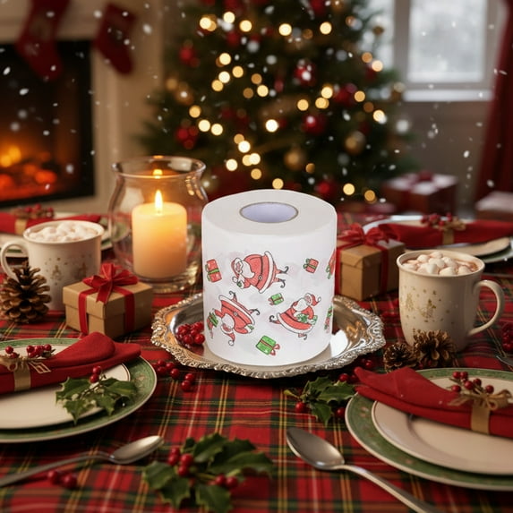 YIKA Christmas Chimney Paper Roll Two-layer Toilet Paper Roll Colorful Personalized Paper Towel Christmas Decoration C