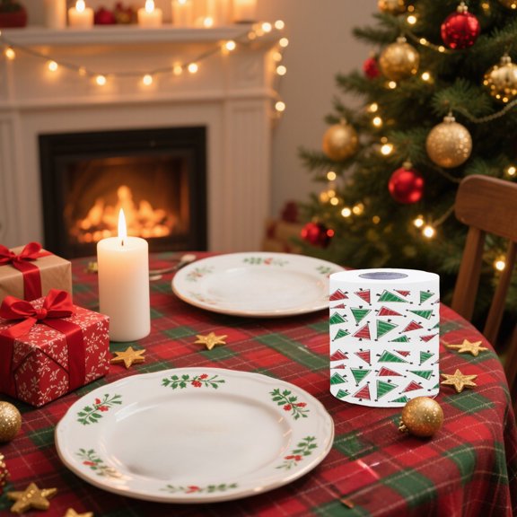 YIKA Christmas Chimney Paper Roll Two-layer Toilet Paper Roll Colorful Personalized Paper Towel Christmas Decoration C