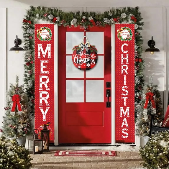 YIKA Christmas Couplet Door Curtain Custom Party Decoration Door Cover Christmas Flag Background Cloth Christmas Decoration E
