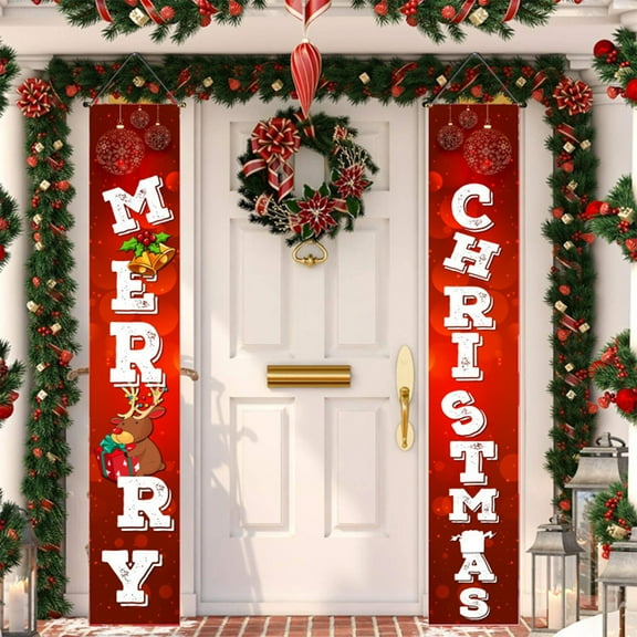 YIKA Christmas Couplet Door Curtain Custom Party Decoration Door Cover Christmas Flag Background Cloth Christmas Decoration E
