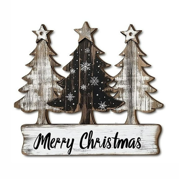 YIKA Christmas Decoration 2D Wooden Christmas Decoration Sign With Three Trees Winter Festival Hanging Ornament For Festive