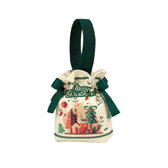 YIKA Christmas Decoration Christmas Candy Canvas Bag Christmas Eve Party Apples Drawstring Handbag Christmas Gift Bag