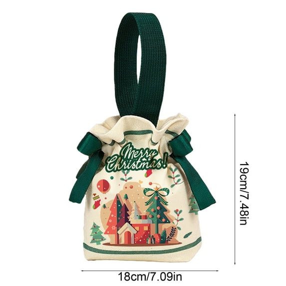 YIKA Christmas Decoration Christmas Candy Canvas Bag Christmas Eve Party Apples Drawstring Handbag Christmas Gift Bag