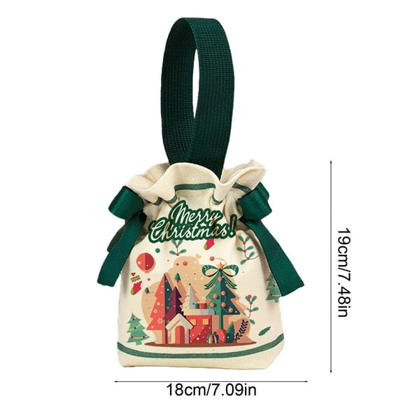 YIKA Christmas Decoration Christmas Candy Canvas Bag Christmas Eve Party Apples Drawstring Handbag Christmas Gift Bag