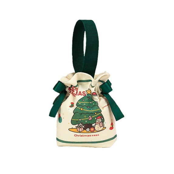 YIKA Christmas Decoration Christmas Candy Canvas Bag Christmas Eve Party Apples Drawstring Handbag Christmas Gift Bag