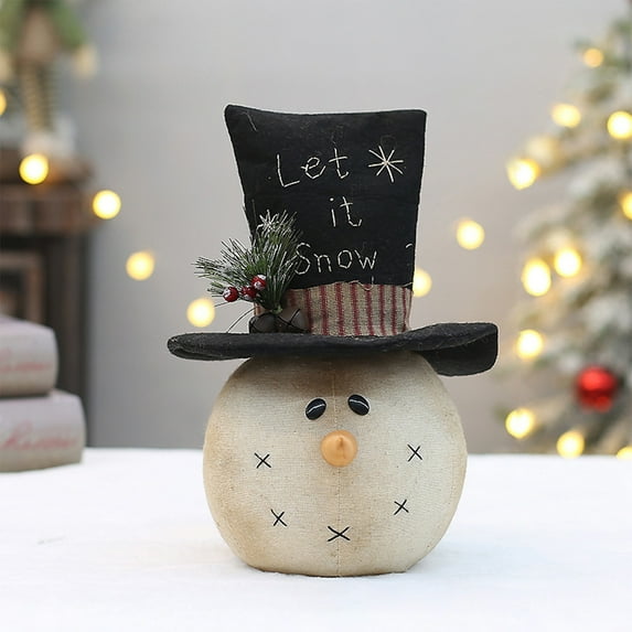 YIKA Christmas Decoration Christmas Decorations Branches Cloth Snowman Doll Hat Snowman Desktop Doll Ornaments Christmas Ornaments A