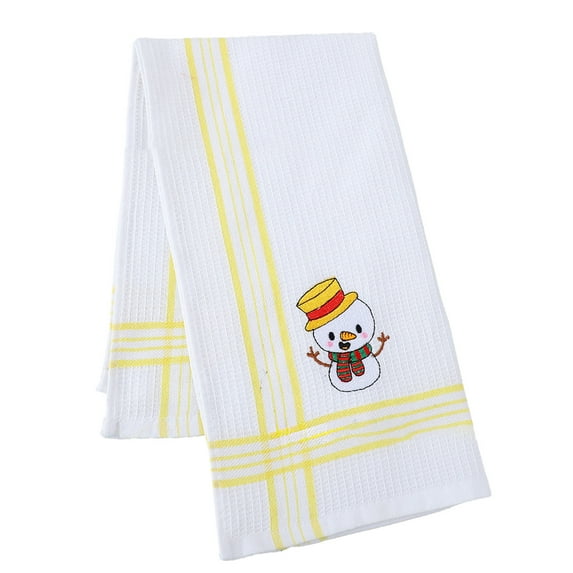 YIKA Christmas Decoration Christmas Embroidered Towels Waffles Restaurant Kitchen Plates Towels Christmas Decorative Towels For Bathroom And Kitchen Holiday Supplies