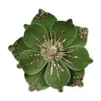 YIKA Christmas Decoration Large Glitter Christmas Flowers Artificial Christmas Decoration Flowers Gold glitter Simulated Magnolia Flowers For Christmas Decoration