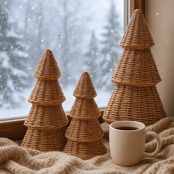YIKA Christmas Decoration Set Of Spray Velvet Resin Christmas Tree - Modern Shaped Indoor Centerpiece For Tabletop Or Mantel