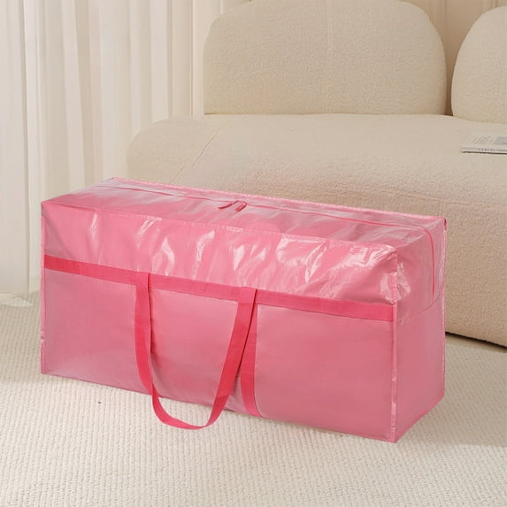 YIKA Christmas Decoration Thick And 66.84 US Gal Large Capacity Reinforced Handheld Moving Luggage Bag - PE Woven Water Repellent Storage Bag - Christmas Tree Storage Bag Christmas Ornaments Pink