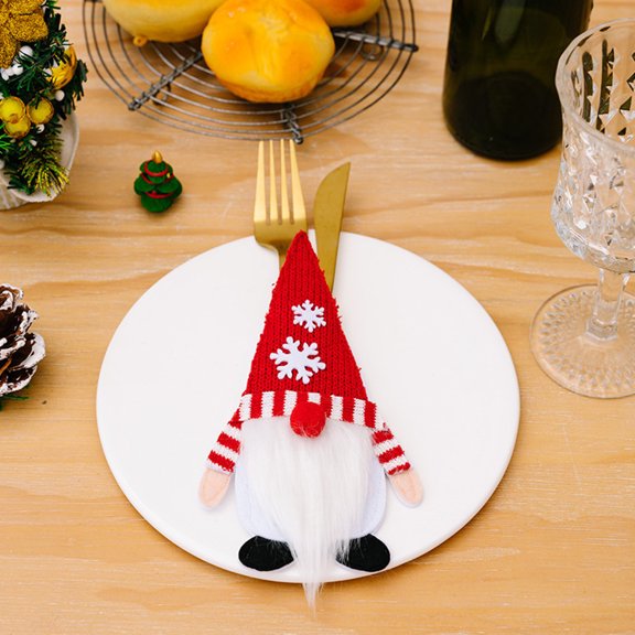 YIKA Christmas Decorations Christmas Cutlery Holders Suit Christmas Tableware Swedish Santa Silverware Holders Knife Fork Pouch Bag For Xmas Party Dinner Table Decorations B
