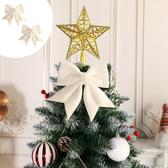 YIKA Christmas Decorations Christmas Day Gifts For Girls And Women Bow With Ponytail Holders Complete Your Cheerleader Outfit Uniform Strong Hair Ties Bands Elastics Two Packs White