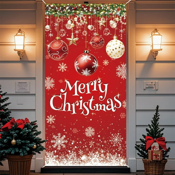 YIKA Christmas Decorations Christmas Door Cover Made Of Ice Silk Fabric Decorated With Christmas Ambiance Christmas Decorations Indoor A