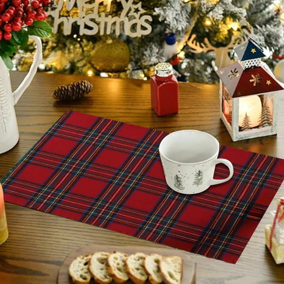 YIKA Christmas Decorations Christmas Placemats Restaurant Decoration Table Mats Insulation Mats Western Placemats Washable Insulation Placemats Home Kitchen Table Mats Christmas Decorations Indoor A