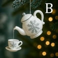 thumbnail image 1 of YIKA Christmas Decorations Christmas Teapot Ornament Vintage Christmas Tea Cups Pot Festive Decor Holly Red Berries Tea Decor With Pouring Tea Effect Gift For Teas Lovers B, 1 of 7