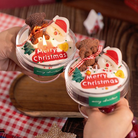 YIKA Christmas Decorations Cute Bear Aromatherapy Candle NonSmoke Low Temperature Soy Wax Gift Christmas Decorations Indoor Multicolor