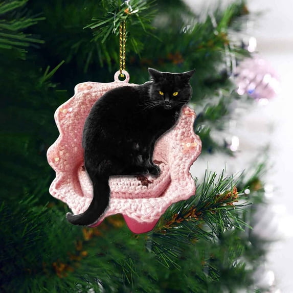 YIKA Christmas Decorations Exaggeration Christmas Cats Tree Expression Pendant Holiday Christmas Tree Car Acrylic Handicraft Ornament Pendant 2pc Christmas Decorations Indoor pink