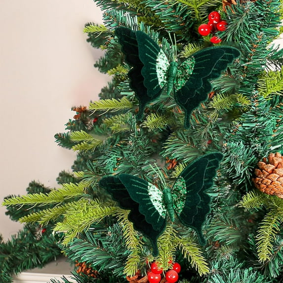 YIKA Christmas Decorations High-end Velvet Double-layer Faux Christmas Flower Decorations For Christmas Tree Decor Christmas Decorations Indoor Green