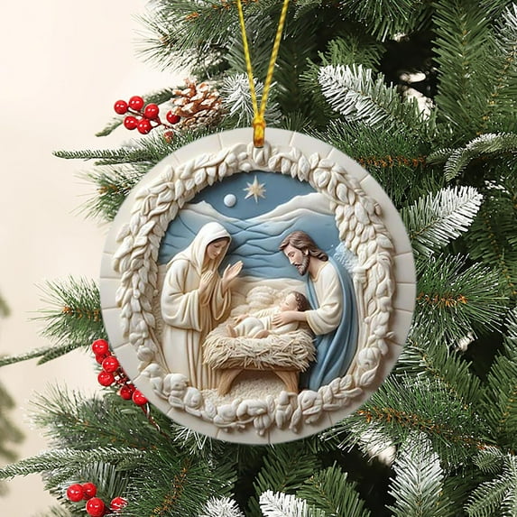 YIKA Christmas Decorations Religious Warm Family Holiday Dress Up Window Glass Pendant Christmas Decorations Indoor D