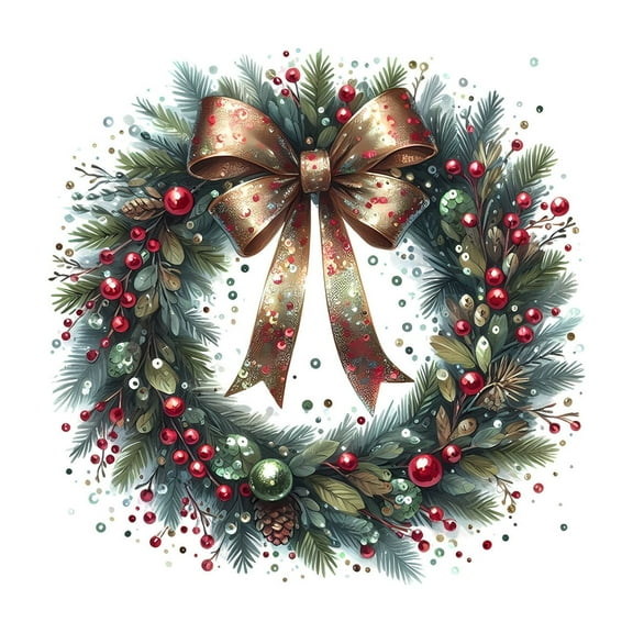 YIKA Christmas Decorative Stickers Pinebranches Pinecones Bows Wreaths for Bedroom Living Room Doors Windows and Holiday Decorations Christmas Bows And Ribbons