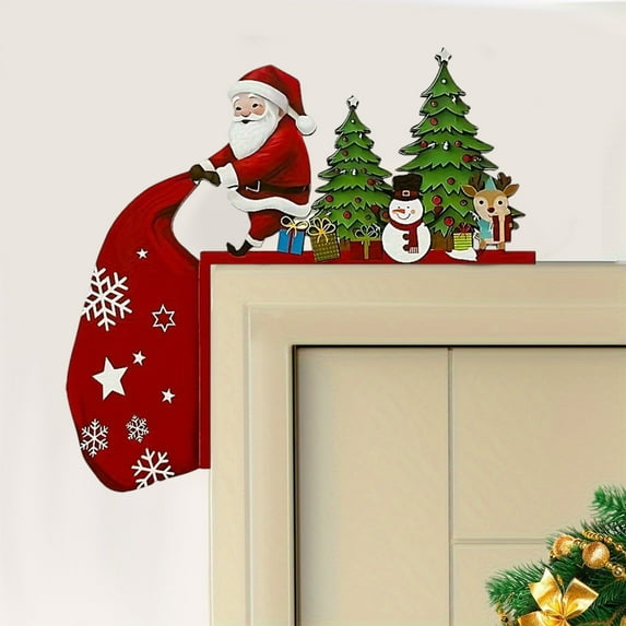 YIKA Christmas Door Corner Board Home Decoration Strip Santa Claus Door Frame Snowman Ornament Christmas Decorations A
