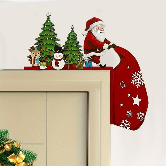 YIKA Christmas Door Corner Board Home Decoration Strip Santa Claus Door Frame Snowman Ornament Christmas Decorations B