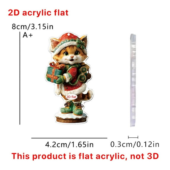 YIKA Christmas Dress Up 2D Flat Acrylic Ornaments - Christmas Holiday Decorations & Gifts , Colorful Design For Tree Decor, Stocking Stuffers A