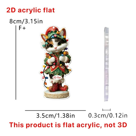 YIKA Christmas Dress Up 2D Flat Acrylic Ornaments - Christmas Holiday Decorations & Gifts , Colorful Design For Tree Decor, Stocking Stuffers F