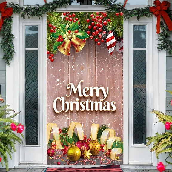YIKA Christmas Elastic Cloth Door Stickers Decorative Hanging Cloth Holiday Party Layout Background Cloth Room Door Matchinging Tapestry Cloth Christmas Decorations A