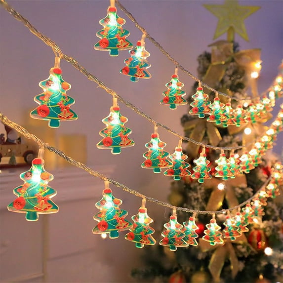 YIKA Christmas Fairy Lights Indoor Christmas Light String Santa Claus Snowman Christmas Tree Arrangement Light Decorative Light Lantern String Lights Green
