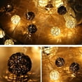 thumbnail image 1 of YIKA Christmas Fairy Lights LED Rattan Ball Decorative Light String Christmas Bedroom Girl Style Wedding Woven Round Ball LED Decorative Lights 9.84Ft 20 Lights USB String Lights Coffee, 1 of 9