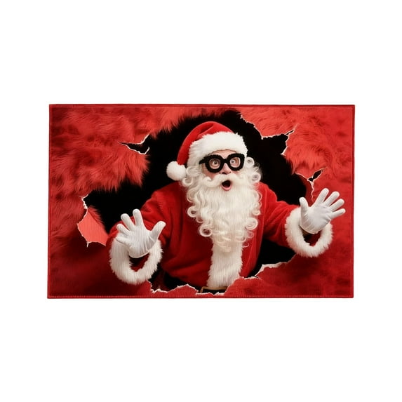 YIKA Christmas Floor Mat Crystal Velvet Household Kitchen Wear Bathroom Waterproof And Foot Mat Home Decoration Santa Claus Christmas Tree Snowflake Elk Carpet Mat F