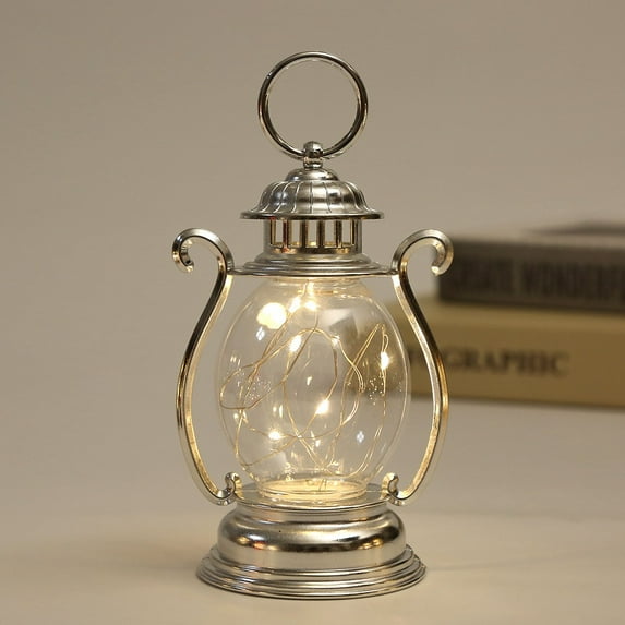 YIKA Christmas Lantern LED Light String - Small Oil Lamp for Festive Home Decor Christmas Desktop Decoration Silver