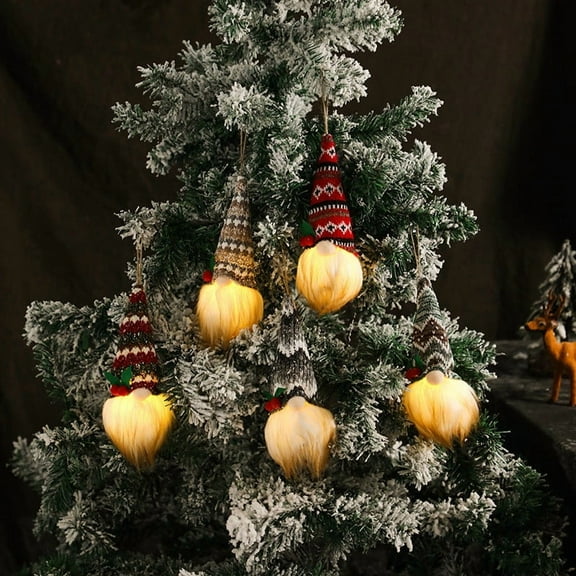 YIKA Christmas Light-Up Gnome And Faceless Doll Plushed Tree Ornaments Christmas Decorations A