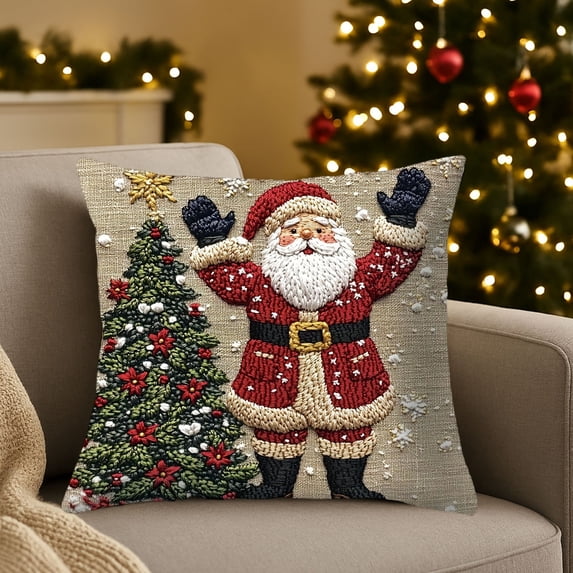 YIKA Christmas Pillow Covers 17.7x17.7 Inches Decorative Pillow Cases With Soft Fabric Hidden Zipper For Home Decor E