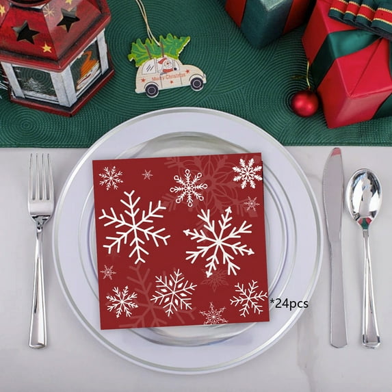YIKA Christmas Plaid Napkins Plaid Paper Towel For Christmas Party Supplies Christmas Decoration A