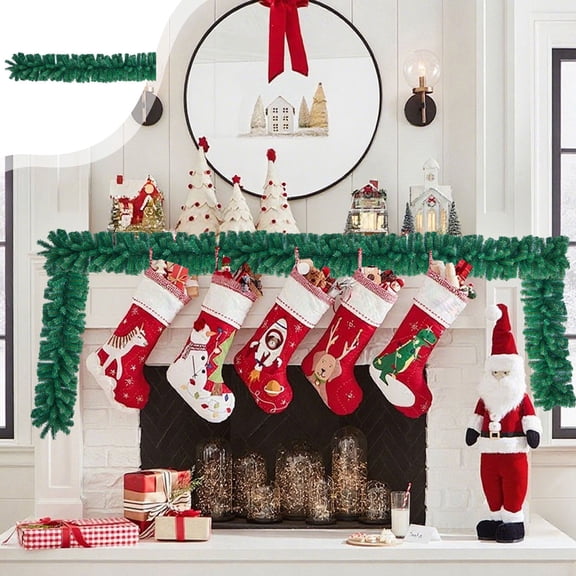 YIKA Christmas Rattan 8.86ft PVC Encrypted Green Simulation Christmas Rattan Shopping Mall Window Decoration Christmas Vines Wreath Green