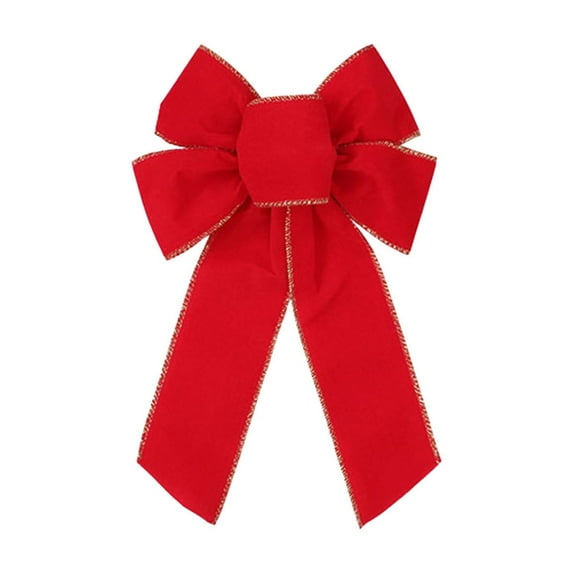 YIKA Christmas Red Flocking Multi Ear Bow Overlock Five Ear Sevenear Bow Christmas Tree Christmas Wreath Gift Box Decoration Holiday Window Wall Lamp Decoration Christmas Bows And Ribbons