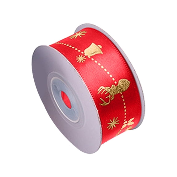 YIKA Christmas Ribbon Stamping 0.98in Red And Green Polyester Gift Packaging Bow Color Christmas Christmas Bows And Ribbons