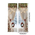 thumbnail image 1 of YIKA Christmas Rod Through Champagne Tied Wreath Curtains - Outdoor Printed Decorative Curtains with Christmas Ball Wreath Design, Festive Holiday Exterior Decor, 1 of 4